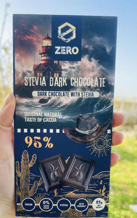 لوح شوكولاته زيرو ساده 95%دارك  محلاه بالاستيفيا 85غم